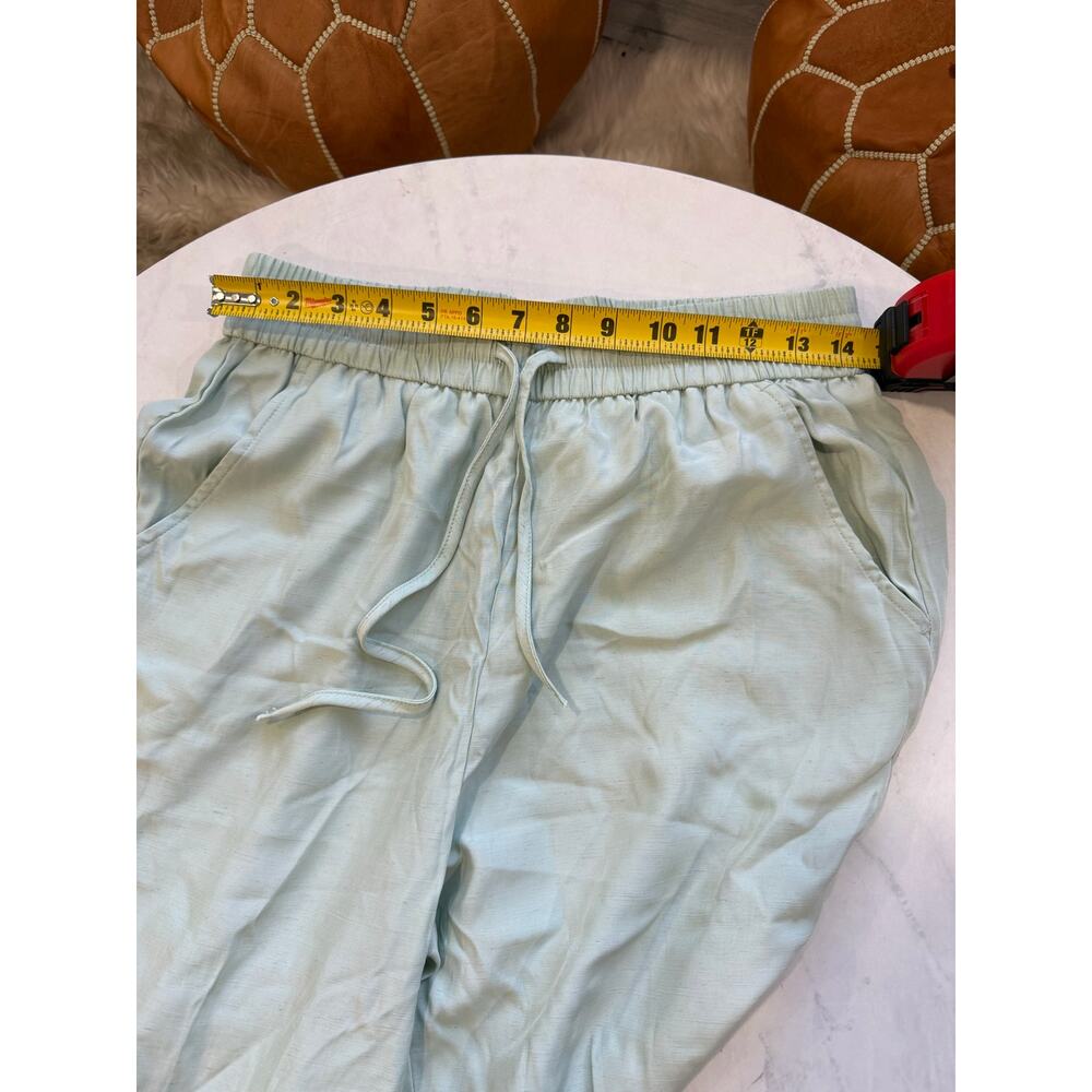 Halara Linen Blend Wide Leg Pants Seafoam M Tall High Rise Drawstring NWT - Picture 7 of 9